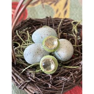 Faceted Citrine & Green Enamel Stud Earrings  From Closed Jewelry Store Gift Box